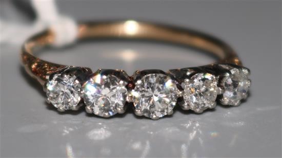 18ct gold and platinum 5 stone diamond ring